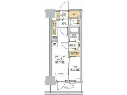 リビオメゾン西麻布(1DK/4階)の間取り写真