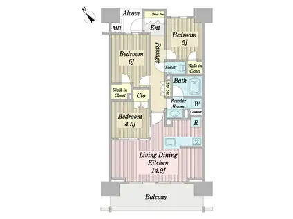 ザ・パークハウス船堀(3LDK/10階)の間取り写真