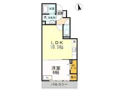 リヴェール等々力 B(1LDK/1階)の間取り写真