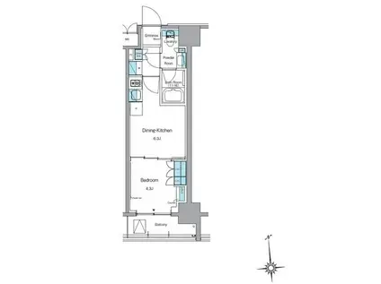 ルフォンプログレ上野稲荷町(1DK/13階)の間取り写真