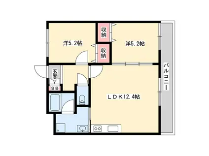 シャトー御立(2LDK/2階)の間取り写真