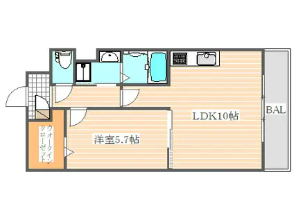 サクラート駅南(1LDK/1階)の間取り写真