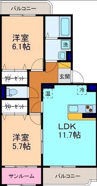 グランシャリオ(2LDK/2階)の間取り写真
