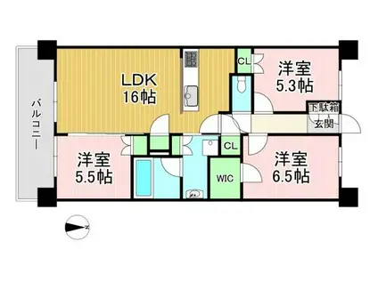 京都桂川つむぎの街ブライトスクエア 215号(3LDK/2階)の間取り写真