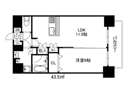 プレサンス新神戸駅前(1LDK/12階)の間取り写真