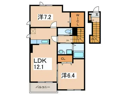 メゾンファミーユ(2LDK/2階)の間取り写真
