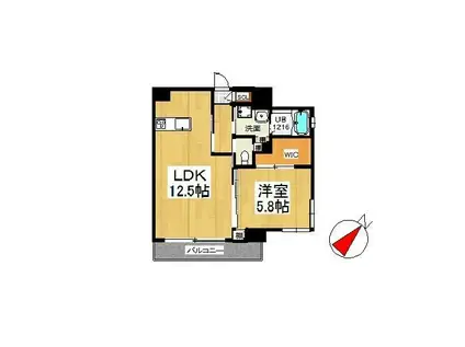 ウィングス戸畑(1LDK/2階)の間取り写真