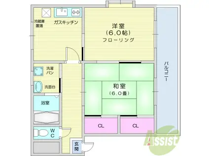 メイゾン・ブルベール(2DK/2階)の間取り写真