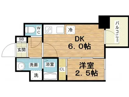 セレニテ天満橋アリア(1DK/4階)の間取り写真