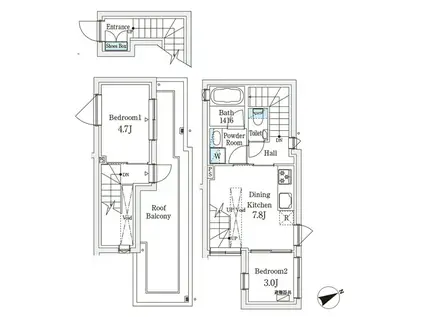 AGRATIO TERRACE 恵比寿(2DK/2階)の間取り写真