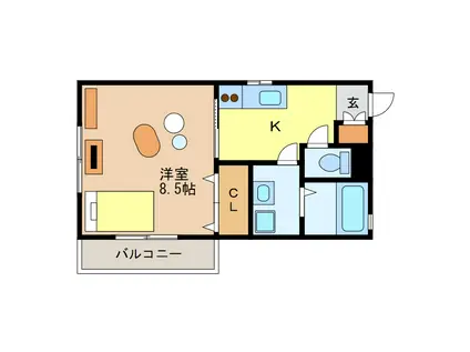 ガーデンコートMATSUSHIRO(1K/2階)の間取り写真