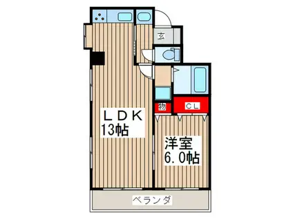 松濤マンション(1LDK/2階)の間取り写真