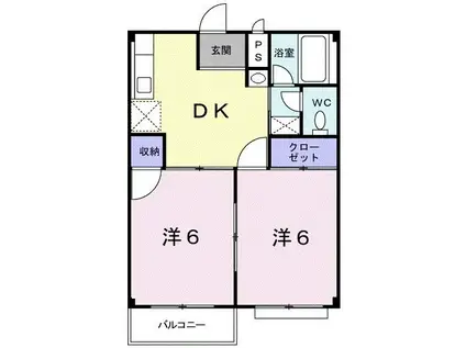 カーサ壱番館(2DK/2階)の間取り写真