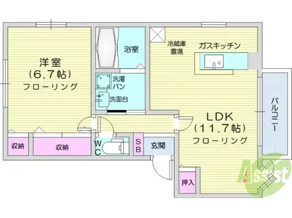 コンフォート高松(1LDK/2階)の間取り写真