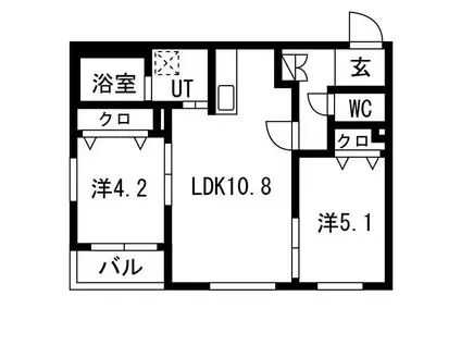 パレドゥロワ(2LDK/1階)の間取り写真