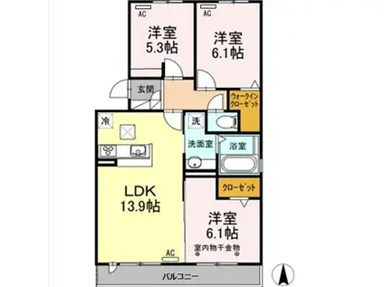プレミアージュ101(3LDK/1階)の間取り写真