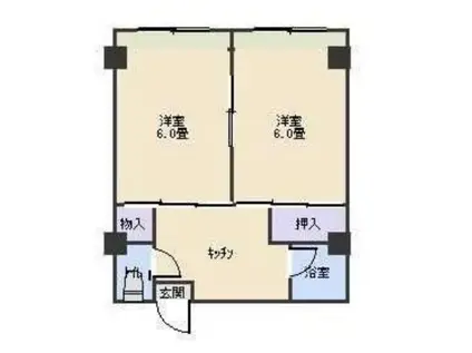 福山不動産ビル(2DK/3階)の間取り写真