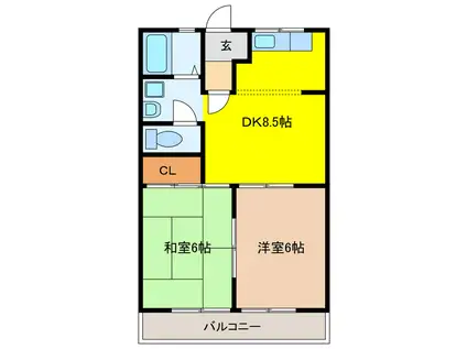 アメニティパークA(2LDK/2階)の間取り写真