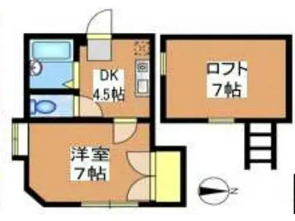 グレースステージA棟(1DK/2階)の間取り写真