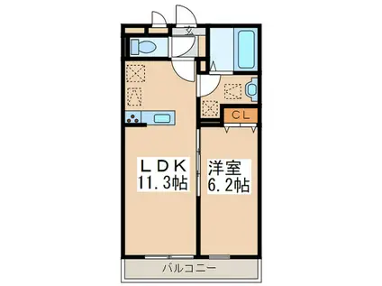 リコルテ田奈(1LDK/3階)の間取り写真