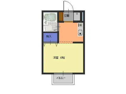 メゾンドール立花(1K/2階)の間取り写真