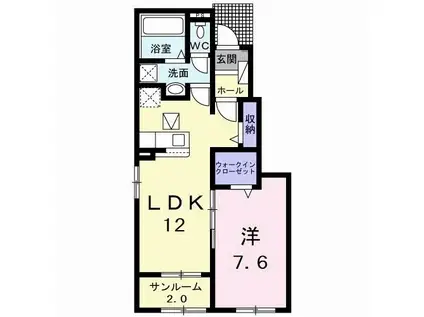 ボアソルチ A(1LDK/1階)の間取り写真