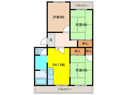 ハイツイヤサカ(3DK/3階)の間取り写真