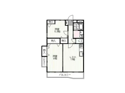 ヴィブレクレールII(2LDK/3階)の間取り写真