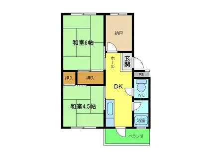 北野田マンション巽A棟(2DK/4階)の間取り写真