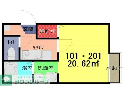 さいたま市見沼区島町AP2(1K/1階)の間取り写真