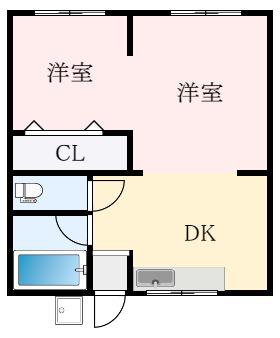 セブンハイツ津久野(2DK/3階)の間取り写真