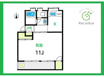 サンハイツみさと(1K/4階)の間取り写真