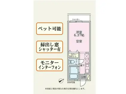 セレッサ梶ヶ谷(1K/1階)の間取り写真