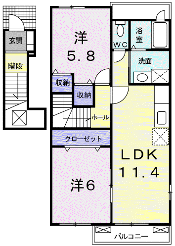 パノラマ(2LDK/2階)の間取り写真