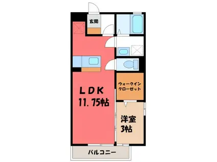 パーシモン(1LDK/1階)の間取り写真