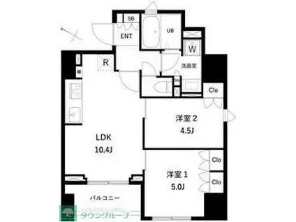 タスキプライムテラス本蓮沼(2LDK/4階)の間取り写真