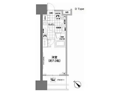 PARK HABIO武蔵小山(1K/12階)の間取り写真