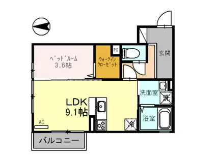 セリシール大樹(1LDK/1階)の間取り写真
