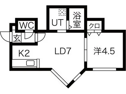 PRESTIGE HIRAGISHI(1LDK/2階)の間取り写真