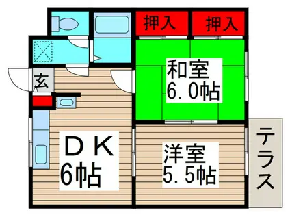 エステートピア青山(2DK/1階)の間取り写真