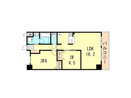 CREER RIVIEREIII(2LDK/9階)の間取り写真