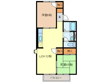 フリーエルA・B(2LDK/1階)の間取り写真