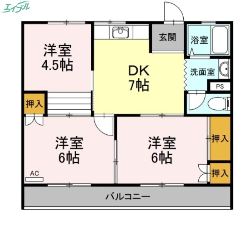大森サンハイム(3DK/2階)の間取り写真