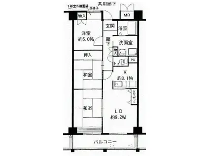 クレセール太子堂(3LDK/2階)の間取り写真