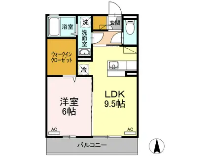 エレガント・コート(1LDK/3階)の間取り写真