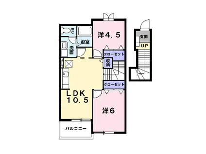 エクセル笹木野(2LDK/2階)の間取り写真