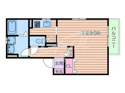 アウラ千里丘(1K/2階)の間取り写真