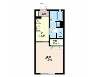 ルミエールK(1K/1階)の間取り写真