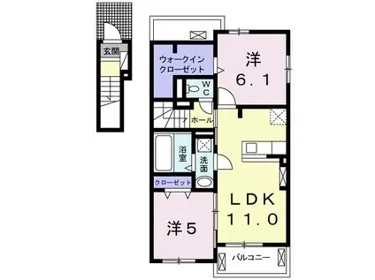 アーネストB(2LDK/2階)の間取り写真