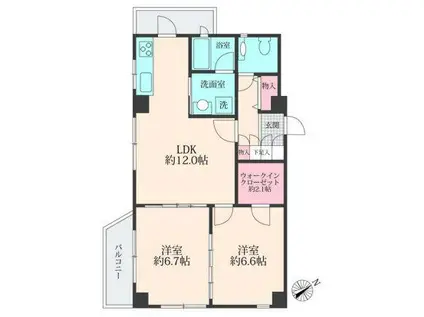 エルヴェ内堀 201(2LDK/2階)の間取り写真